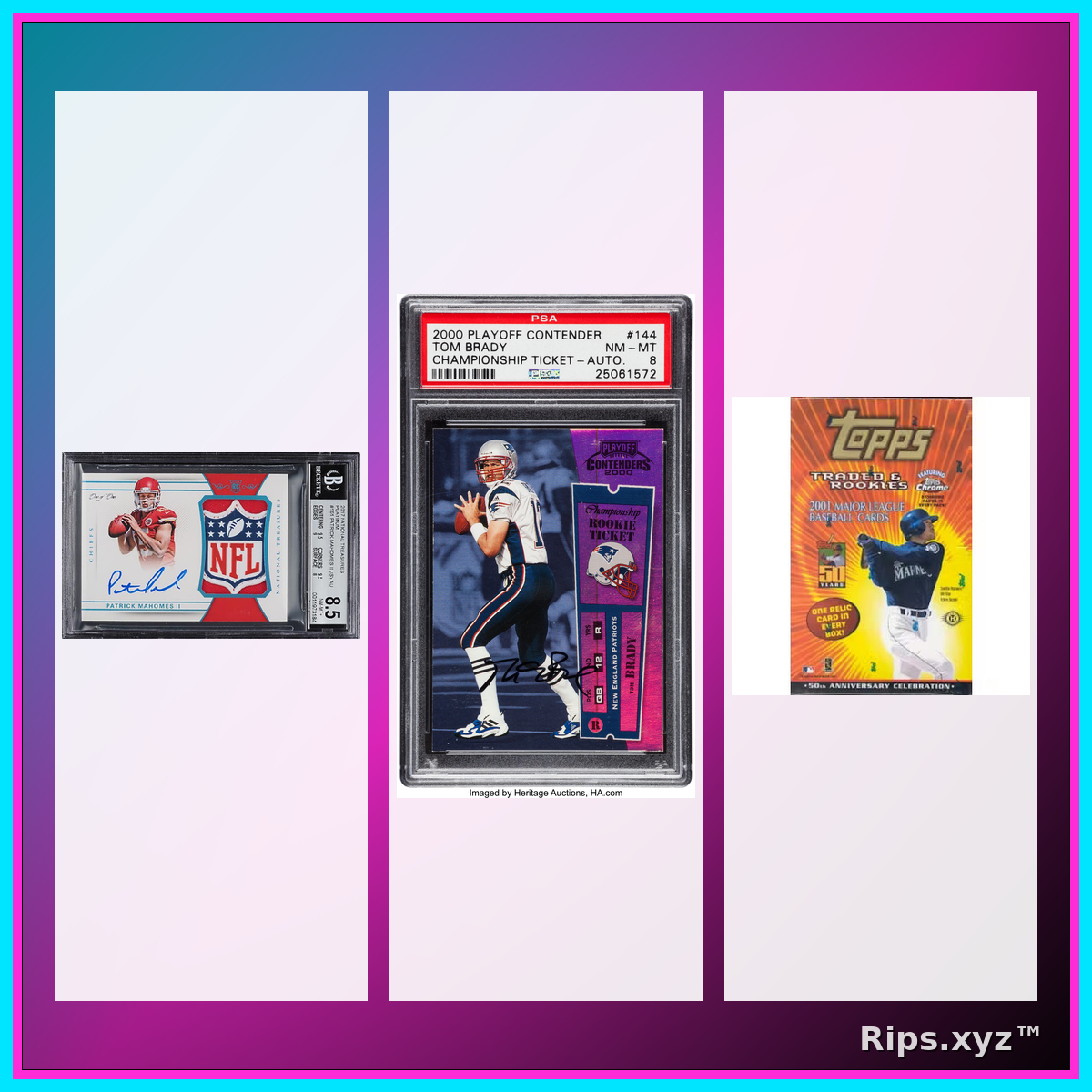 Break inventory — football and baseball product on the break desk