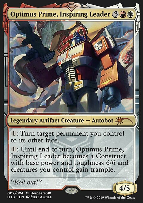 Optimus Prime, Inspiring Leader, 2018 Heroes of the Realm #2, Magic: The Gathering card