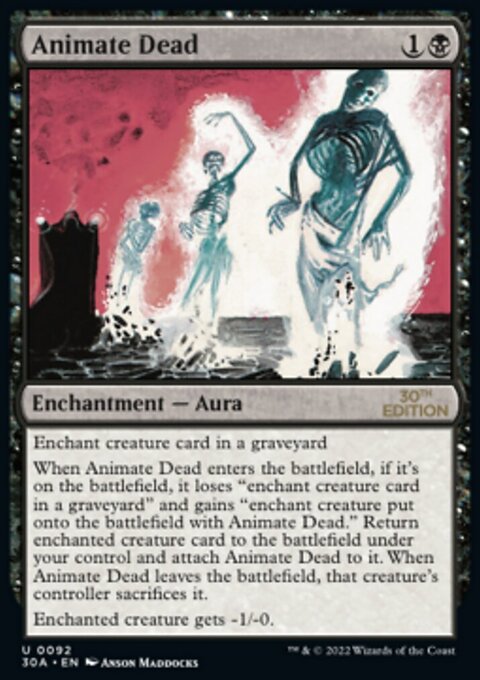 Animate Dead, 30th Anniversary Edition #92, Magic: The Gathering card