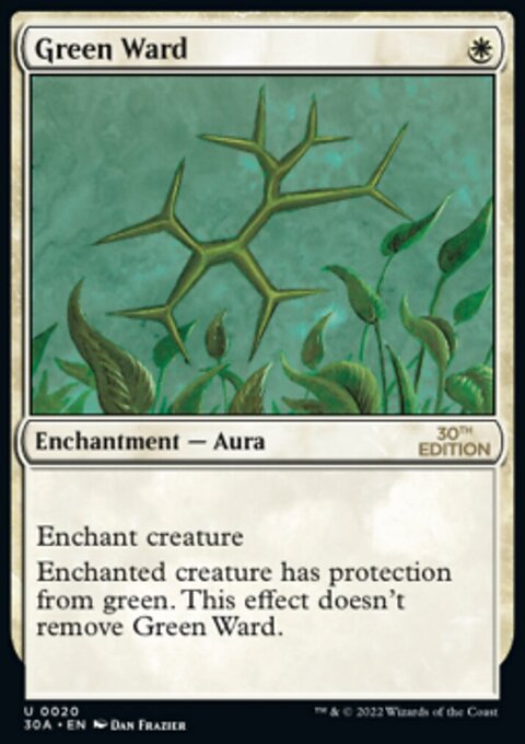 Green Ward, 30th Anniversary Edition #20, Magic: The Gathering card