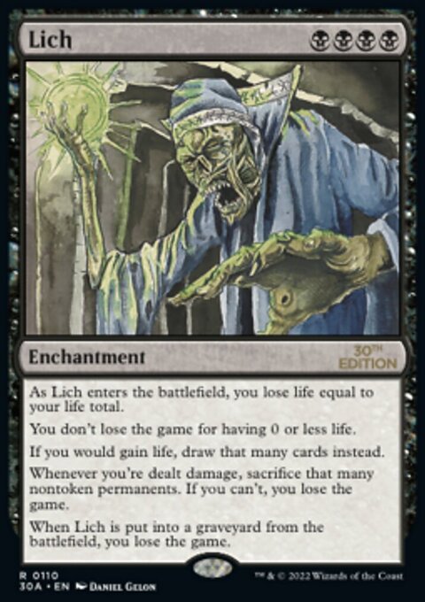 Lich, 30th Anniversary Edition #110, Magic: The Gathering card