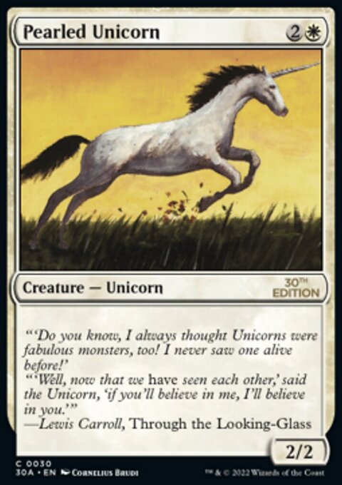Pearled Unicorn, 30th Anniversary Edition #30, Magic: The Gathering card