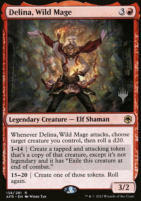 Delina, Wild Mage, Adventures in the Forgotten Realms Promos #138p, Magic: The Gathering card