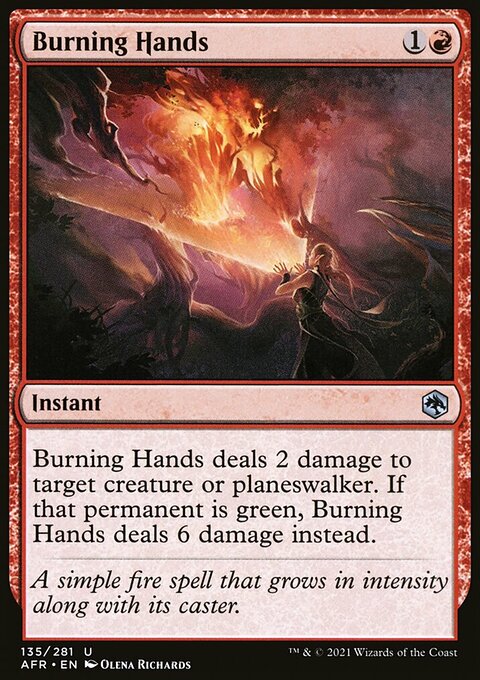 Burning Hands, Adventures in the Forgotten Realms #135, Magic: The Gathering card