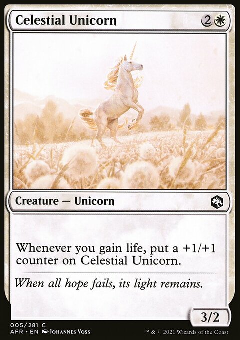 Celestial Unicorn, Adventures in the Forgotten Realms #5, Magic: The Gathering card