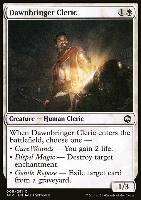 Dawnbringer Cleric, Adventures in the Forgotten Realms #9, Magic: The Gathering card