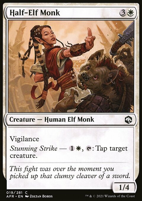 Half-Elf Monk, Adventures in the Forgotten Realms #19, Magic: The Gathering card