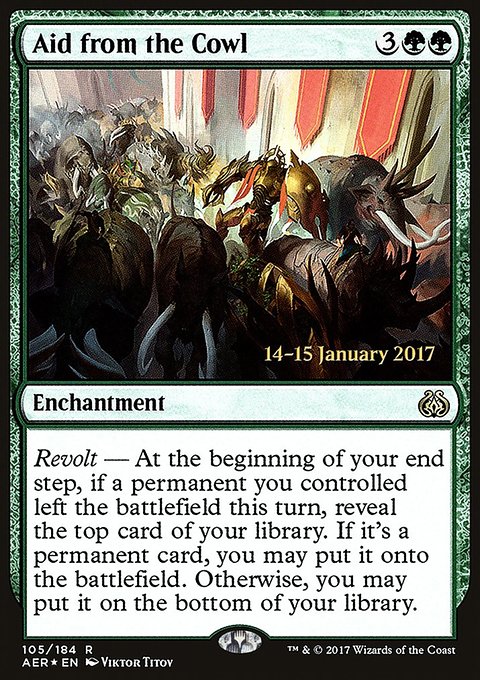 Aid from the Cowl, Aether Revolt Promos #105s, Magic: The Gathering card