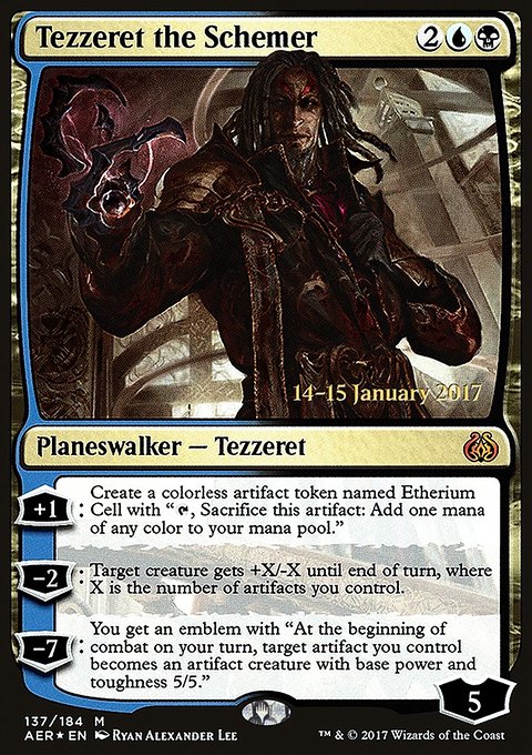 Tezzeret the Schemer, Aether Revolt Promos #137s, Magic: The Gathering card