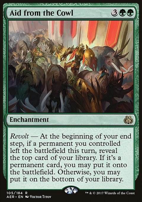 Aid from the Cowl, Aether Revolt #105, Magic: The Gathering card