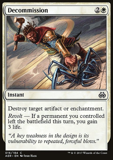 Decommission, Aether Revolt #16, Magic: The Gathering card