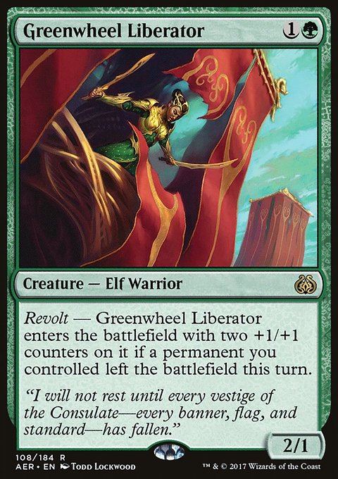 Greenwheel Liberator, Aether Revolt #108, Magic: The Gathering card