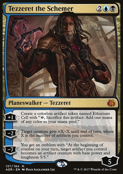 Tezzeret the Schemer, Aether Revolt #137, Magic: The Gathering card
