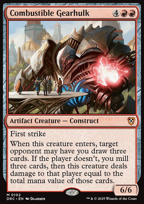 Combustible Gearhulk, Aetherdrift Commander #102, Magic: The Gathering card