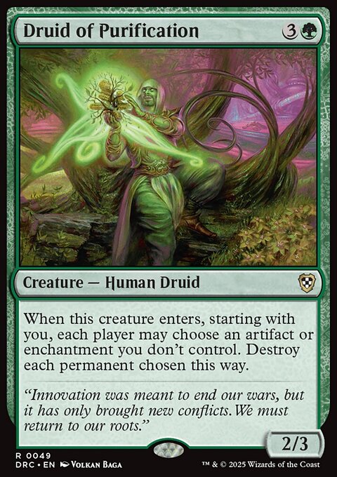 Druid of Purification, Aetherdrift Commander #49, Magic: The Gathering card
