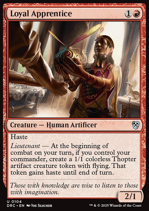 Loyal Apprentice, Aetherdrift Commander #104, Magic: The Gathering card