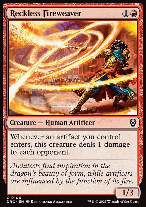 Reckless Fireweaver, Aetherdrift Commander #106, Magic: The Gathering card