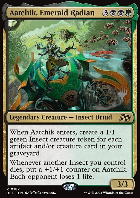Aatchik, Emerald Radian, Aetherdrift Promos #187p, Magic: The Gathering card