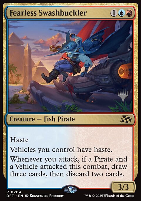 Fearless Swashbuckler, Aetherdrift Promos #204p, Magic: The Gathering card