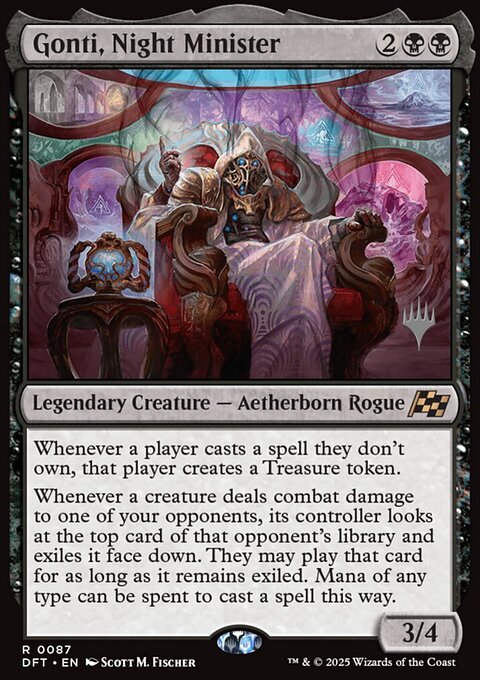 Gonti, Night Minister, Aetherdrift Promos #87p, Magic: The Gathering card