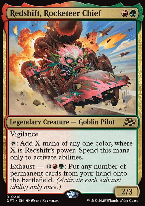 Redshift, Rocketeer Chief, Aetherdrift Promos #218p, Magic: The Gathering card