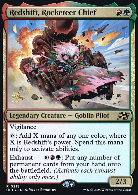 Redshift, Rocketeer Chief, Aetherdrift Promos #218s, Magic: The Gathering card