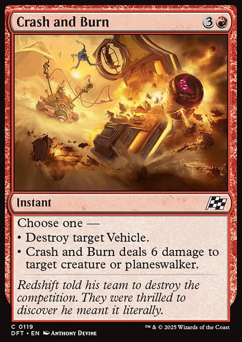 Crash and Burn, Aetherdrift #119, Magic: The Gathering card