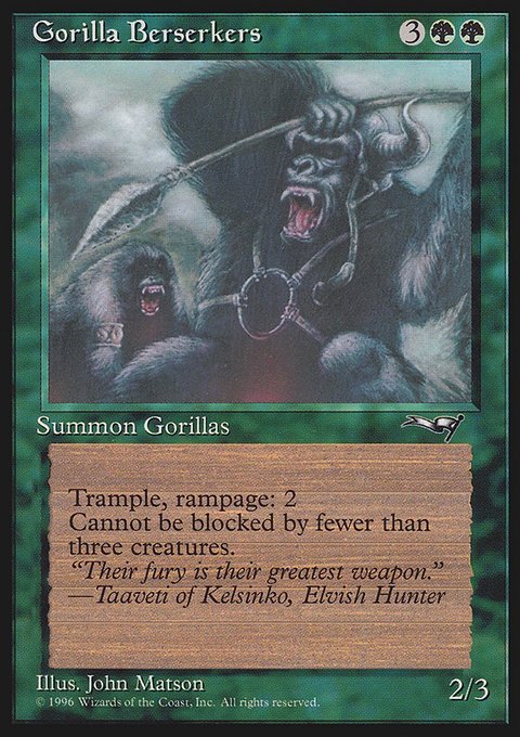 Gorilla Berserkers, Alliances #93a, Magic: The Gathering card