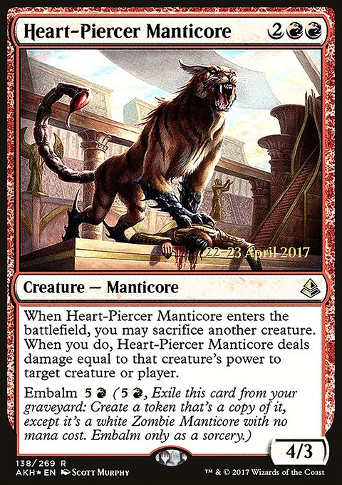 Heart-Piercer Manticore, Amonkhet Promos #138s, Magic: The Gathering card