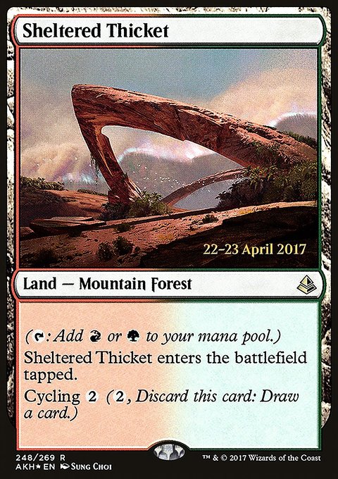 Sheltered Thicket, Amonkhet Promos #248s, Magic: The Gathering card