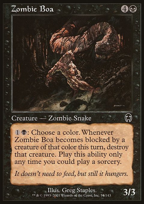 Zombie Boa, Apocalypse #54, Magic: The Gathering card