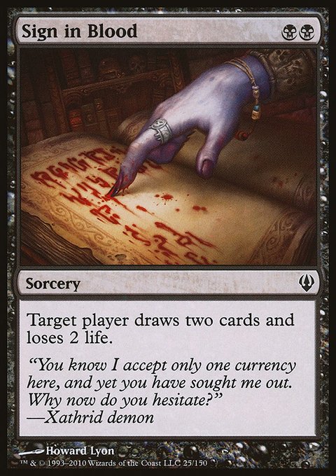 Sign in Blood, Archenemy #25, Magic: The Gathering card