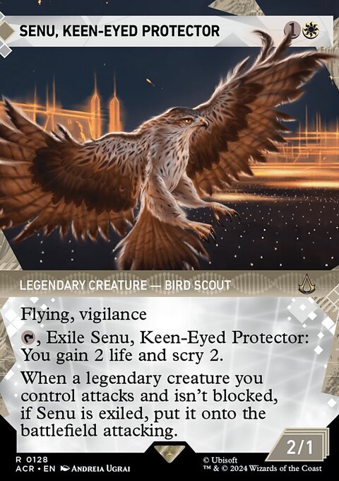 Senu, Keen-Eyed Protector, Assassin's Creed #128, Magic: The Gathering card