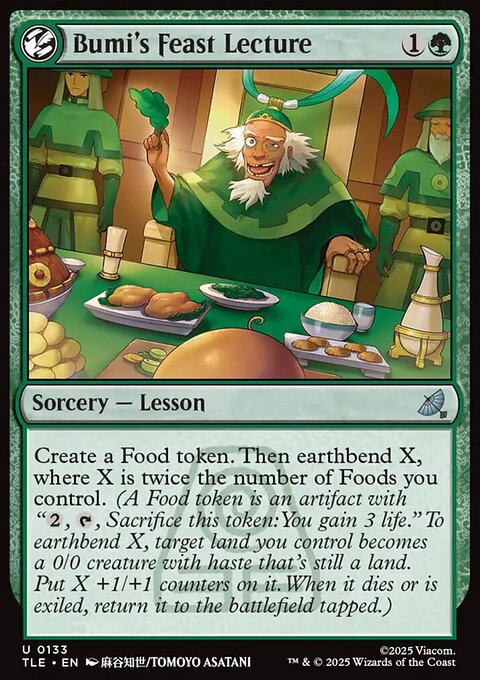 Bumi's Feast Lecture, Avatar: The Last Airbender Eternal #133, Magic: The Gathering card