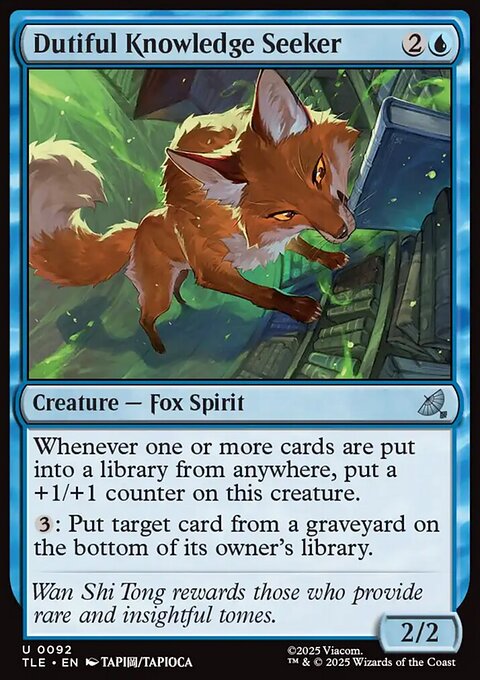 Dutiful Knowledge Seeker, Avatar: The Last Airbender Eternal #92, Magic: The Gathering card