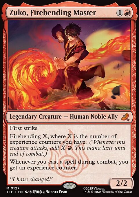 Zuko, Firebending Master, Avatar: The Last Airbender Eternal #127, Magic: The Gathering card