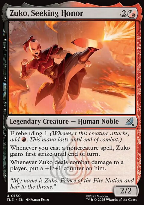 Zuko, Seeking Honor, Avatar: The Last Airbender Eternal #150, Magic: The Gathering card