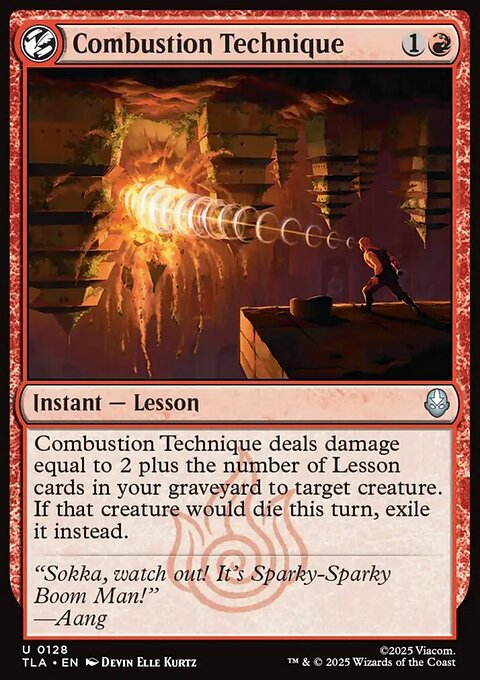 Combustion Technique, Avatar: The Last Airbender #128, Magic: The Gathering card