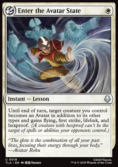Enter the Avatar State, Avatar: The Last Airbender #18, Magic: The Gathering card
