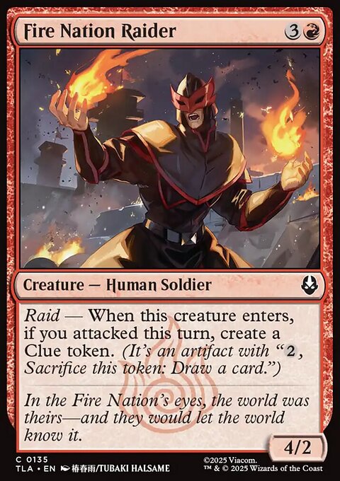 Fire Nation Raider, Avatar: The Last Airbender #135, Magic: The Gathering card