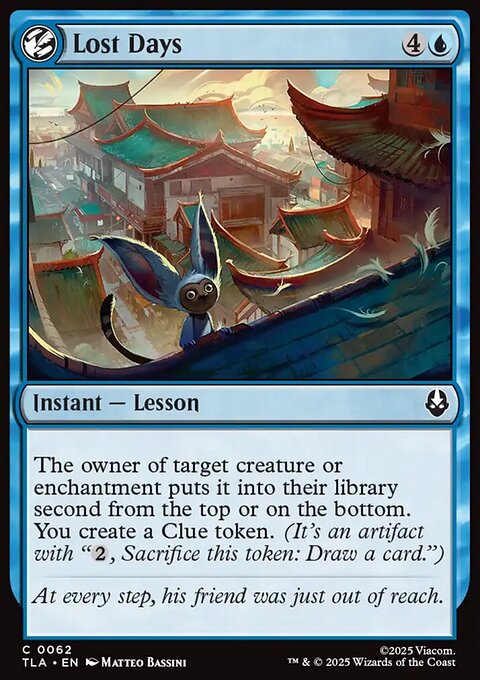 Lost Days, Avatar: The Last Airbender #62, Magic: The Gathering card