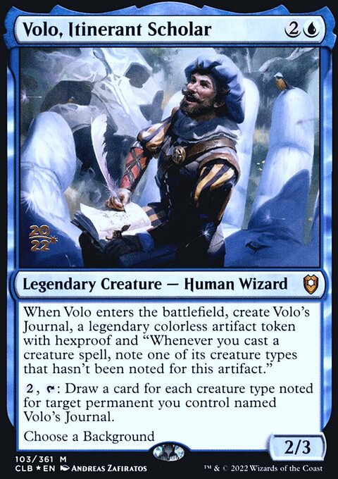 Volo, Itinerant Scholar, Battle for Baldur's Gate Promos #103s, Magic: The Gathering card
