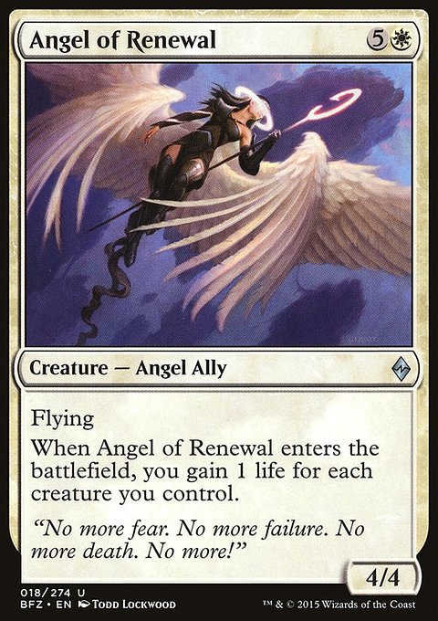 Angel of Renewal, Battle for Zendikar #18, Magic: The Gathering card