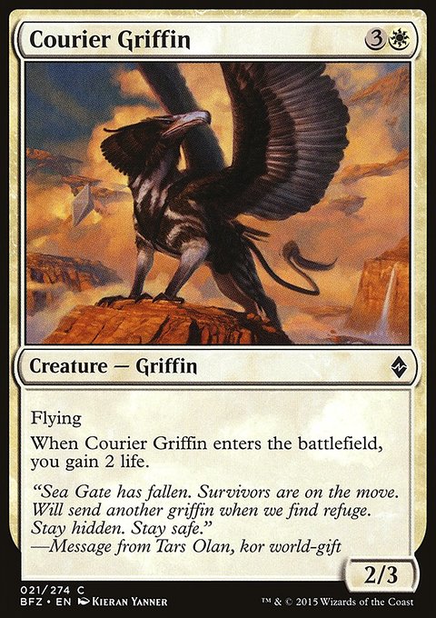 Courier Griffin, Battle for Zendikar #21, Magic: The Gathering card