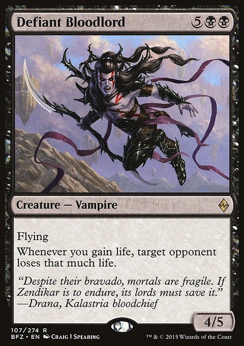 Defiant Bloodlord, Battle for Zendikar #107, Magic: The Gathering card