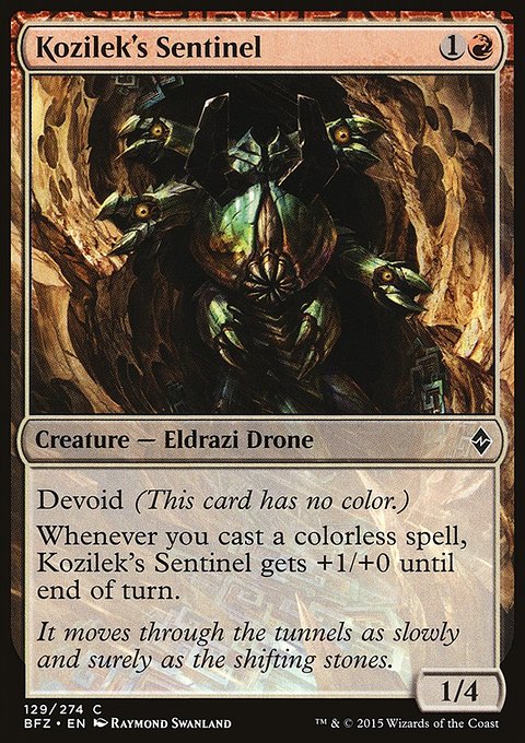 Kozilek's Sentinel, Battle for Zendikar #129, Magic: The Gathering card