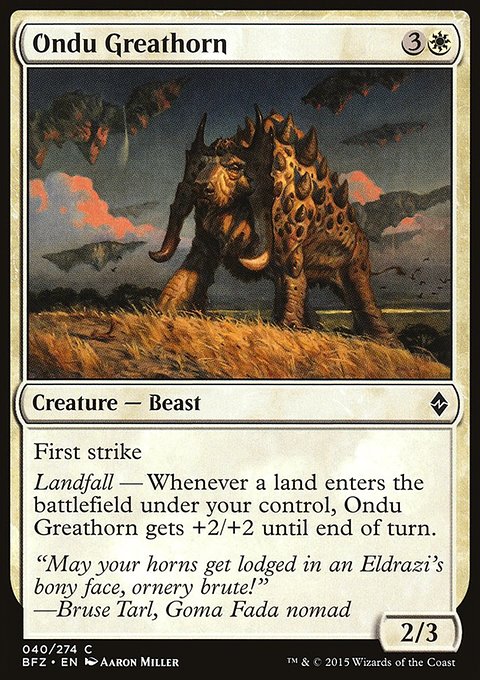 Ondu Greathorn, Battle for Zendikar #40, Magic: The Gathering card
