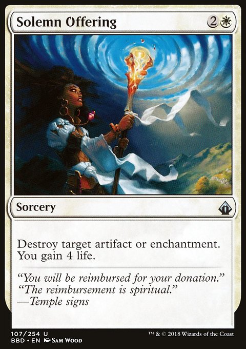 Solemn Offering, Battlebond #107, Magic: The Gathering card