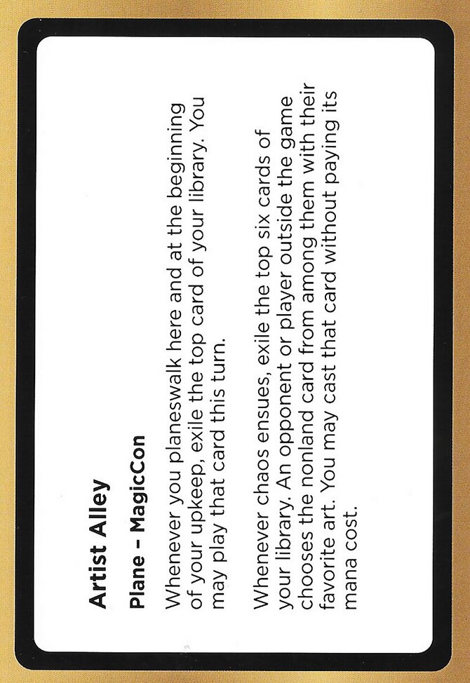 Artist Alley (Plane), Black Lotus Unknown Planechase #PLA001a, Magic: The Gathering card