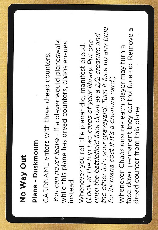 No Way Out (Playtest), Black Lotus Unknown Planechase #PLA031, Magic: The Gathering card